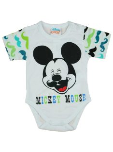 Rövid ujjú baba body bajszos Mickey egér mintával fehér