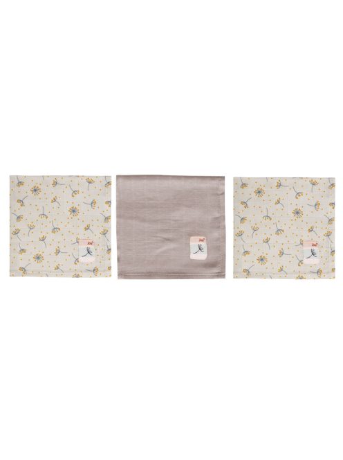 Muszlin arctörlő kendő 3 db csomagolásban Fabulous Wish Grey
