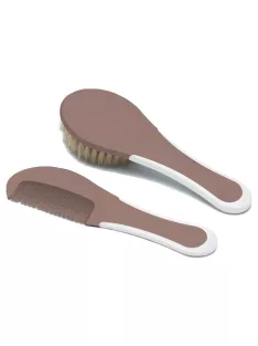  Hajkefe és fésű Bébé-Jou Mocha Mousse természetes sörtével