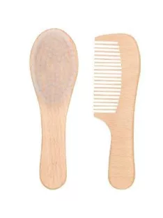   Hajkefe és fésű Bébé-Jou fa nyéllel természetes sörtével