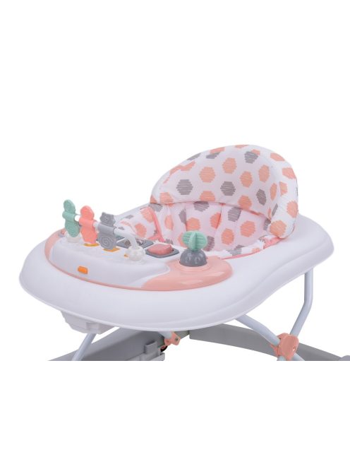Babydan Baby Walker összecsukható baba járóka, játéktálcával, rózsaszín