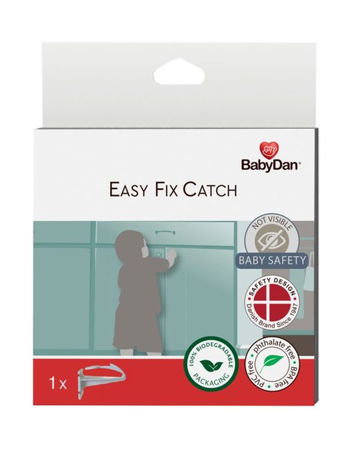 BabyDan Easy Fix Catch univerzális zár fiókhoz, szekrényajtóhoz, ragasztással, BIO