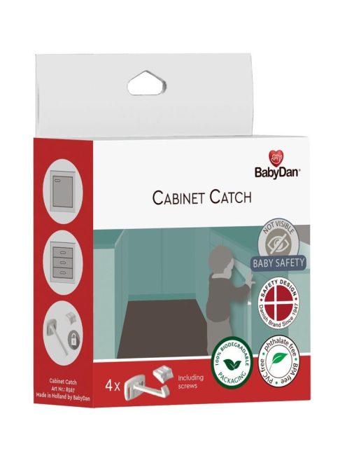 BabyDan Cabinet Catch zár szekrényajtóra és fiókra 4 db, BIO