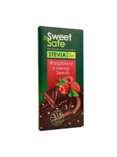 Sweet&safe étcsoki málnával,kenderrel,steviával 90 g
