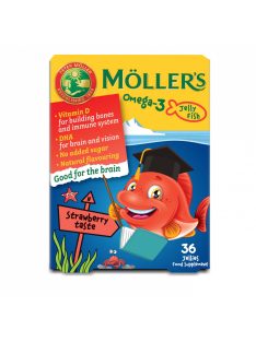   Möllers omega-3 halacska gumivitamin étrend-kiegészítő gyerekeknek d-vitaminnal, eper ízesítéssel 36 db