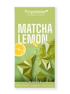   Benjamissimo bio vegán fehér csokoládé matcha tea és citrom hozzáadott cukor nélkül édesítőszerrel 60 g