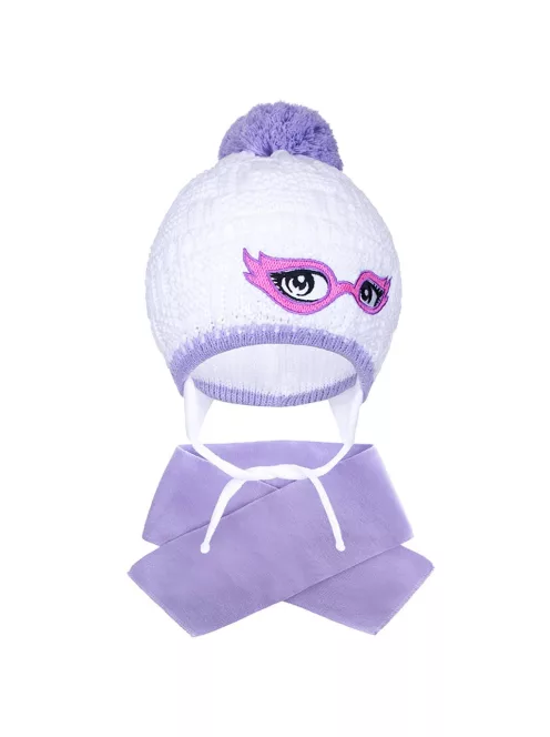 Téli gyerek kötött sapka és sál New Baby lila