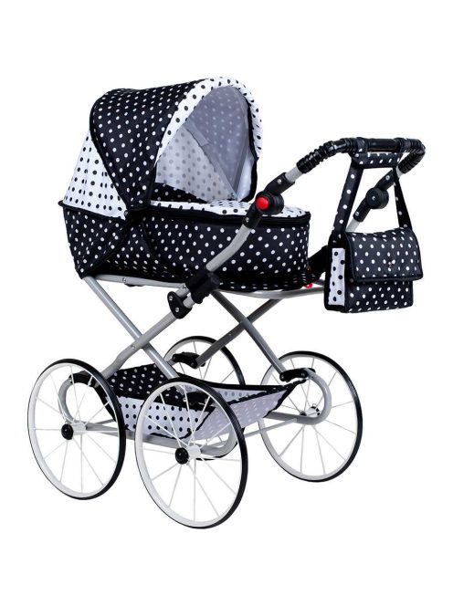 Játék Retro babakocsi 2az1-ben New Baby Natálka fehér - fekete