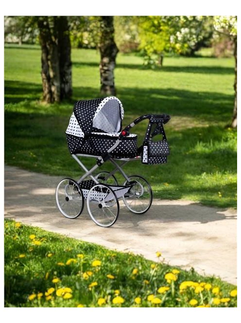 Játék Retro babakocsi 2az1-ben New Baby Natálka fehér - fekete