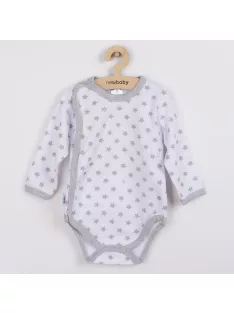   Baba body teljes hosszában patentos New Baby Classic II szürke csillagokkal