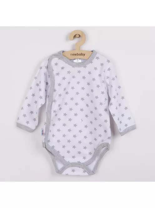 Baba body teljes hosszában patentos New Baby Classic II szürke csillagokkal