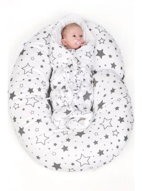 Univerzális szoptatós párna C alakú New Baby szürke csillagok