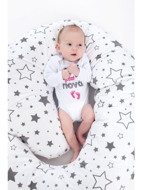 Univerzális szoptatós párna C alakú New Baby szürke csillagok