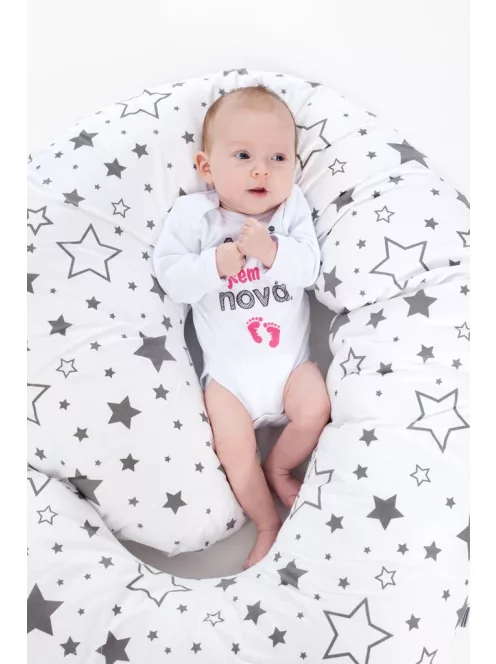 Univerzális szoptatós párna C alakú New Baby szürke csillagok