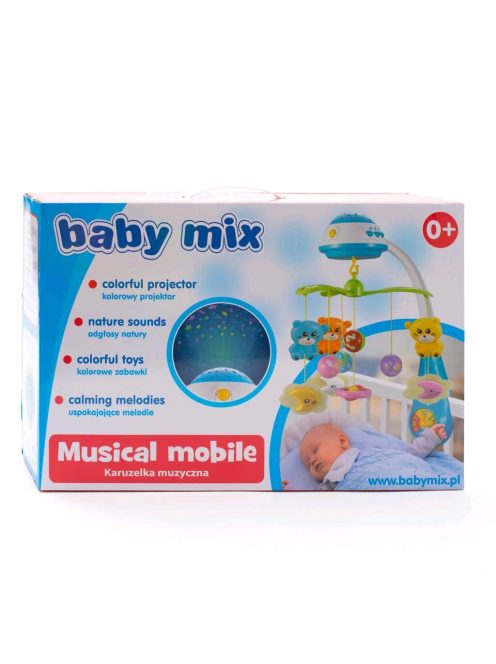 Körhinta a kiságy fölé világító vetítővel  Baby Mix szürke