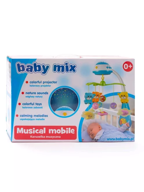 Körhinta a kiságy fölé világító vetítővel  Baby Mix szürke