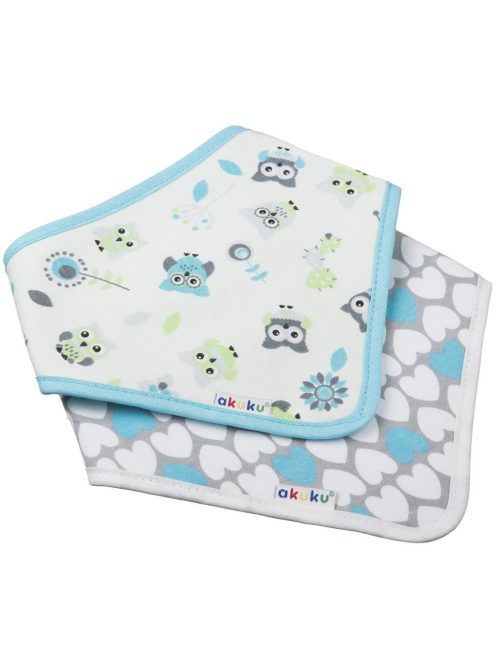 Gyerek előke-kendő Akuku 2 db bagoly-szívecske