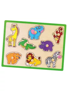 Gyerek fa puzzle fogantyúval Viga Állatkert