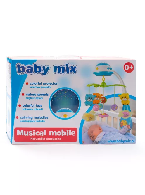 Körhinta a kiságy fölé világító vetítővel  Baby Mix piros