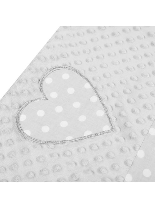 Luxus babafészek párnával és paplannal New Baby Minkyből Szívecske szürke