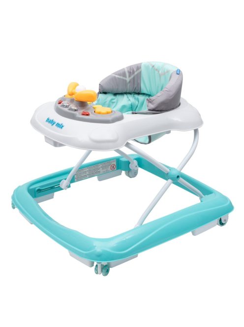 Gyerek bébikomp Baby Mix kormánykerékkel szilikon kerekek menta