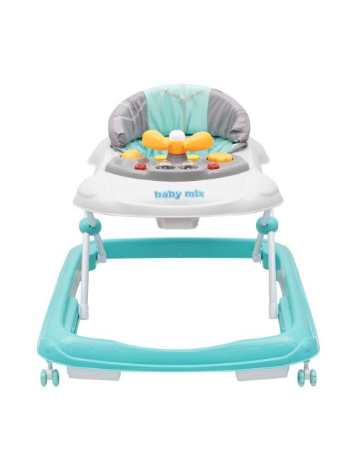 Gyerek bébikomp Baby Mix kormánykerékkel szilikon kerekek menta