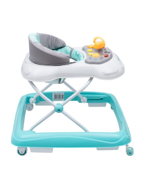 Gyerek bébikomp Baby Mix kormánykerékkel szilikon kerekek menta