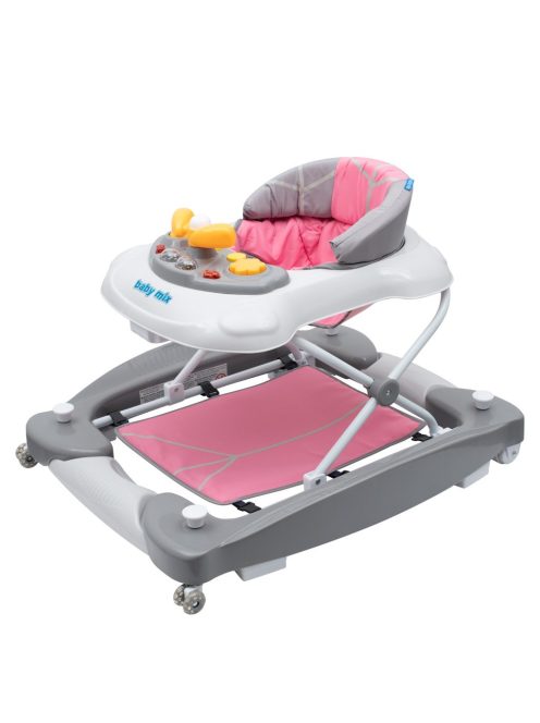 Gyerek bébikomp hintával szilikon kerekek Baby Mix rózsaszín