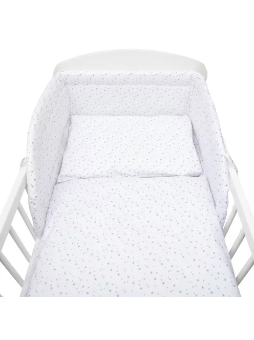 3-részes ágyneműhuzat New Baby 90/120 cm fehér szürke csillagok