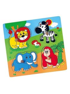 Fa fogantyús formaberakó puzzle Viga Állatkert