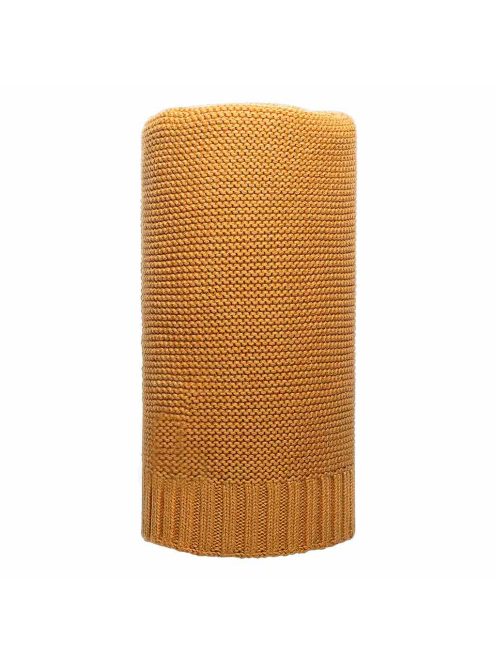 Bambusz kötött takaró NEW BABY 100x80 cm mustár