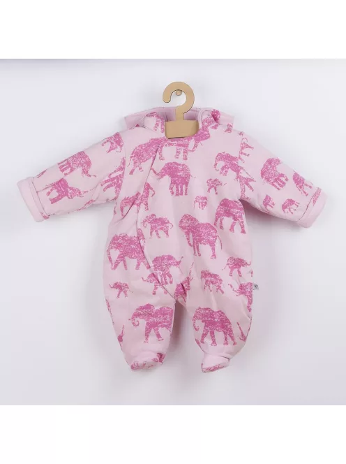 Meleg baba kezeslábas kapucnival Baby Service Elefánt rózsaszín