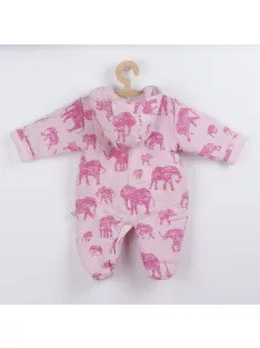   Meleg baba kezeslábas kapucnival Baby Service Elefánt rózsaszín