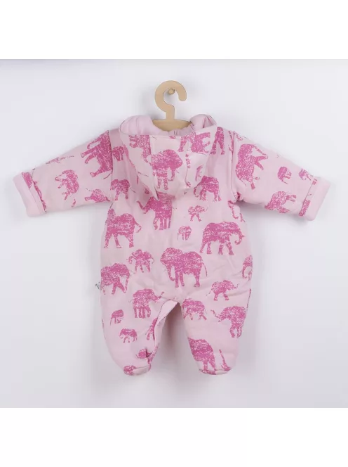 Meleg baba kezeslábas kapucnival Baby Service Elefánt rózsaszín