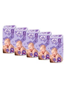   MEGAPACK Gyermek eldobható pelenka New Love Premium comfort 3 MIDI 4-9 kg 5x48 db
