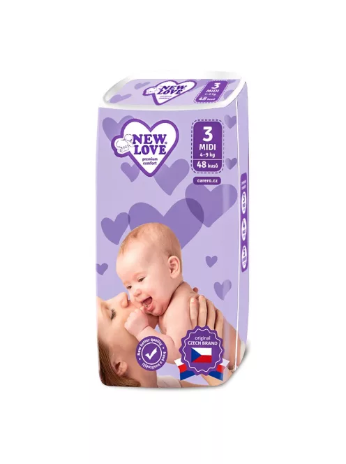 MEGAPACK Gyermek eldobható pelenka New Love Premium comfort 3 MIDI 4-9 kg 5x48 db