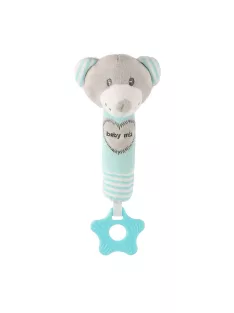 Sípolós plüss játék rágókával Baby Mix maci menta