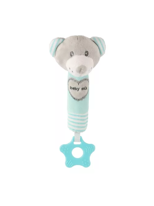 Sípolós plüss játék rágókával Baby Mix maci menta