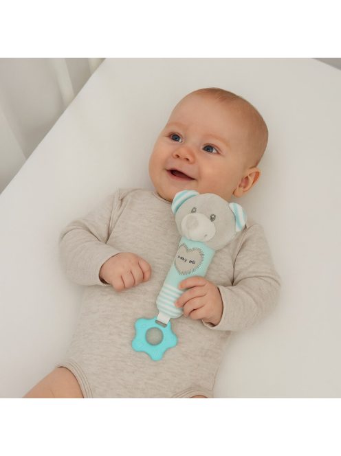 Sípolós plüss játék rágókával Baby Mix maci menta