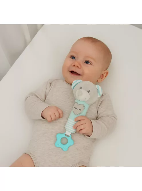 Sípolós plüss játék rágókával Baby Mix maci menta
