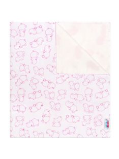   Vízálló flanel alátét New Baby vízilovak fehér- rózsaszín