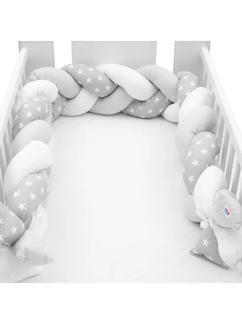 Védő fonott rácsvédő kiságyba New Baby Csillag szürke-fehér