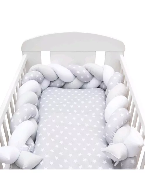 Védő fonott rácsvédő kiságyba New Baby Csillag szürke-fehér