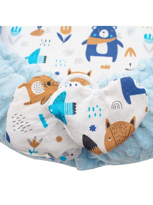 Luxus babafészek párnával és paplannal New Baby Minkyből kék