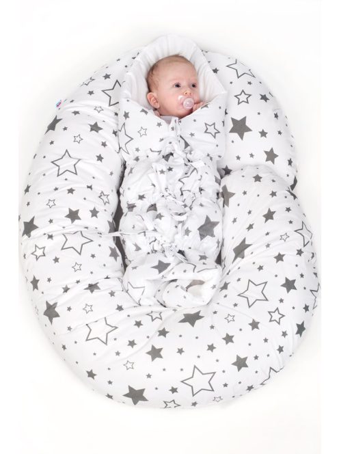 Univerzális szoptatós párna C alakú New Baby Csillag szürke