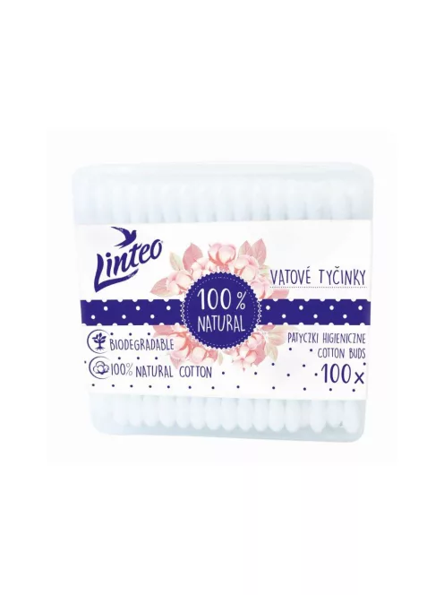 Papír fültisztító pálcika 100% natural Linteo 100 db dobozban