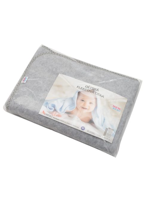 Gyerek fleece takaró New Baby 100x75 szürke csillagok