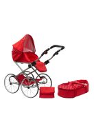 Játék Retro babakocsi 2az1-ben New Baby Magdalena piros pöttyös