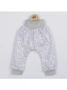 2-részes pamut együttes New Baby Happy Flower szürke