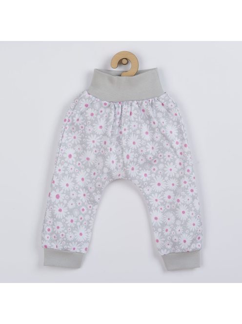 2-részes pamut együttes New Baby Happy Flower szürke